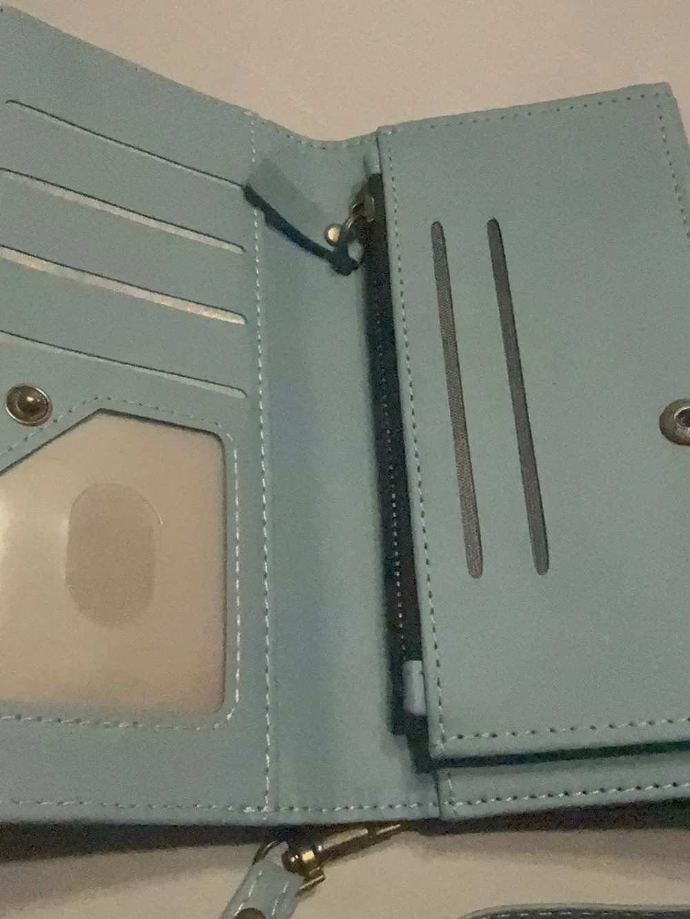 Light Blue Convertible Crossbody Wallet Phone Case with Strap